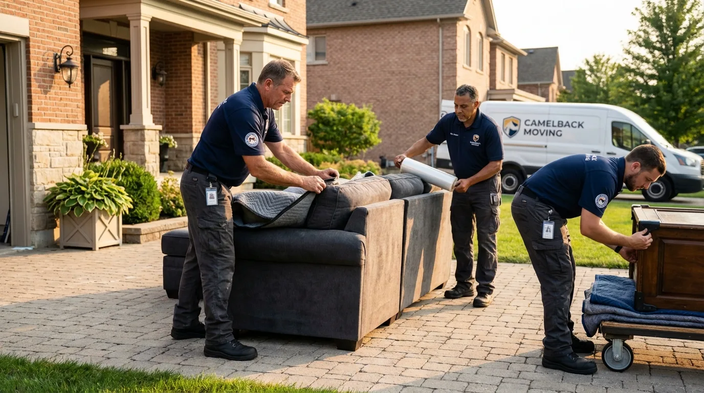 Large estate moving crew wrapping furniture in Fairhope, AL